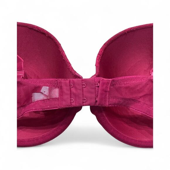 Victoria's Secret 34DDD Burgundy Crushed Velvet & Lace Push-up Demi Bra 34F - Picture 4 of 5